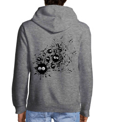 Sweat homme à capuche zippé gris chiné Les Taches (Fourre-tout,Humour)