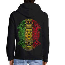 Sweat homme à capuche zippé noir Only the strong survive (Animaux,Reggae)