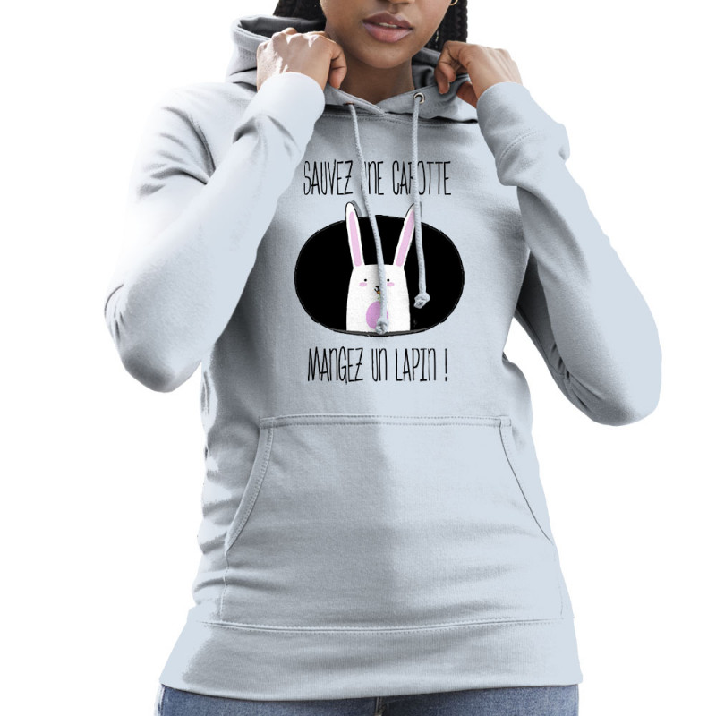 Sweat femme à capuche bleu ciel Sauvez une carotte (Gondrax,Animaux,Humour,Fruits & Légumes)
