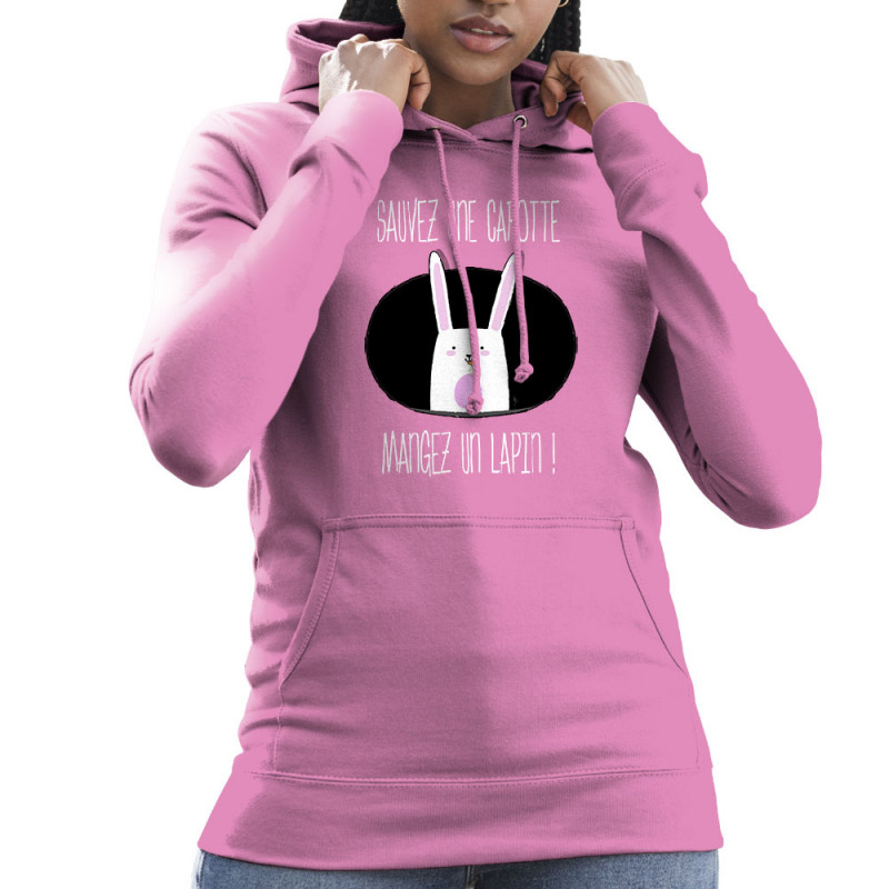 Sweat femme à capuche rose Sauvez une carotte (Gondrax,Animaux,Humour,Fruits & Légumes)