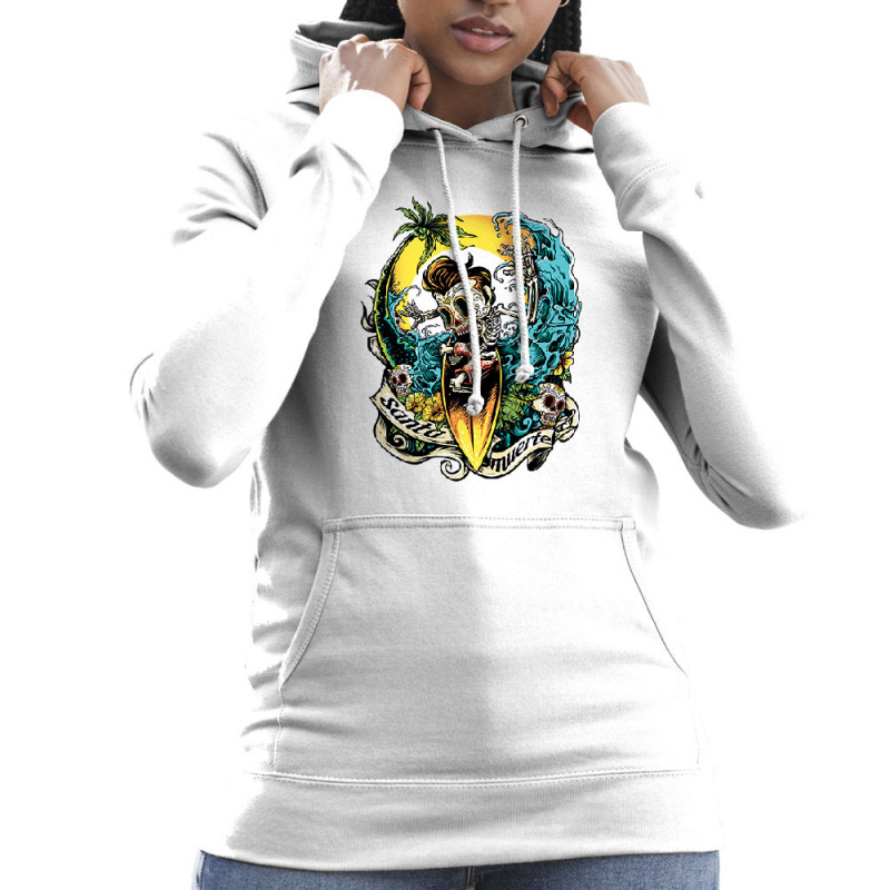 Sweat femme à capuche blanc Santa Muerte - Surfin Skull (Santa Muerte,Têtes de morts,Skate)