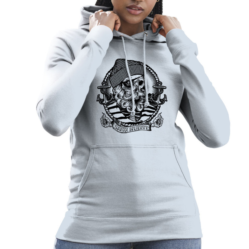Sweat femme à capuche bleu ciel Santa Muerte - Dead Fisherman (Simon,Santa Muerte,Têtes de morts)