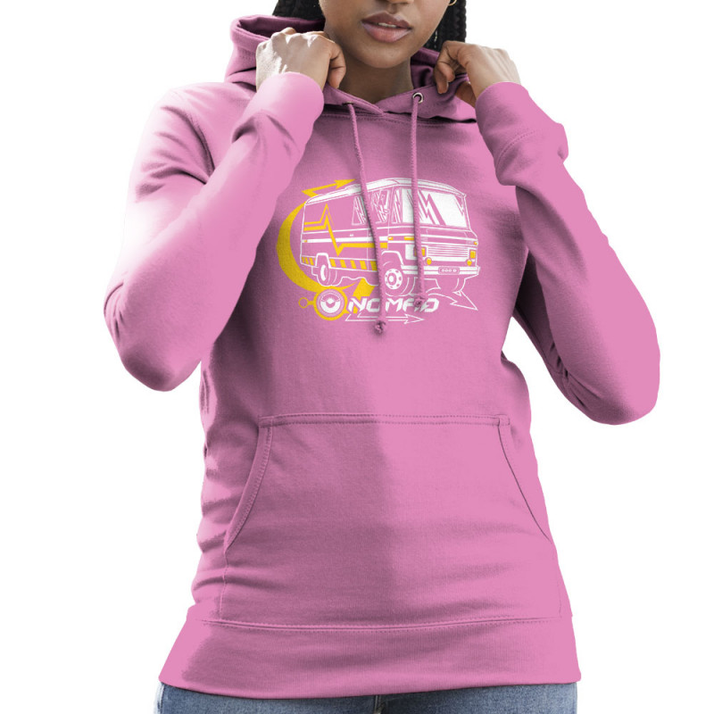 Sweat femme à capuche rose Nomad (E Cone,teufeur)