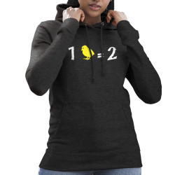 Sweat femme à capuche gris anthracite 1 poussin égal 2 (Franck,Animaux,Humour,Des chiffres et des lettres,Devoirs de vacances)