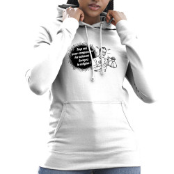 Sweat femme à capuche blanc Trop con pour comprendre la science (Slogans engagés,Humour)