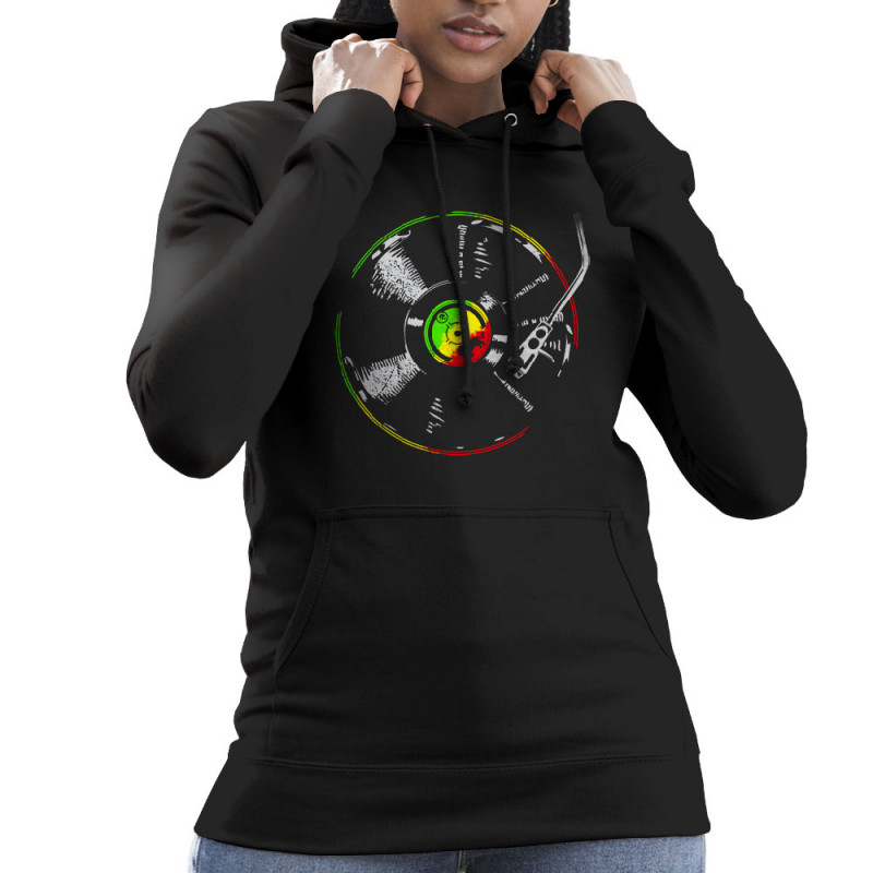 Sweat femme à capuche noir Reggae Vinyl (Reggae)