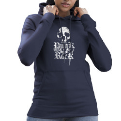 Sweat femme à capuche bleu marine Punk Rock Never Ends (Têtes de morts,Rock & Punk)