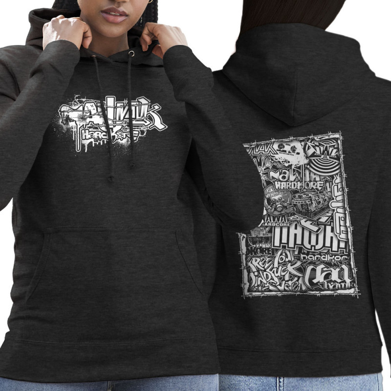 Sweat femme à capuche gris anthracite Nawak - Patchwork (Nawak)
