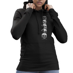 Sweat femme à capuche noir Five Skulls (Gondrax,Diabolik,Têtes de morts)