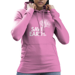 Sweat femme à capuche rose Save Earth (Ecologie)