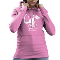 Sweat femme à capuche rose Vélociraptor (Andy,Humour,Animaux,Vélo)