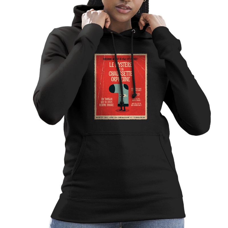 Sweat femme à capuche noir Le mystère de la chaussette (Alex Kidd,Humour)