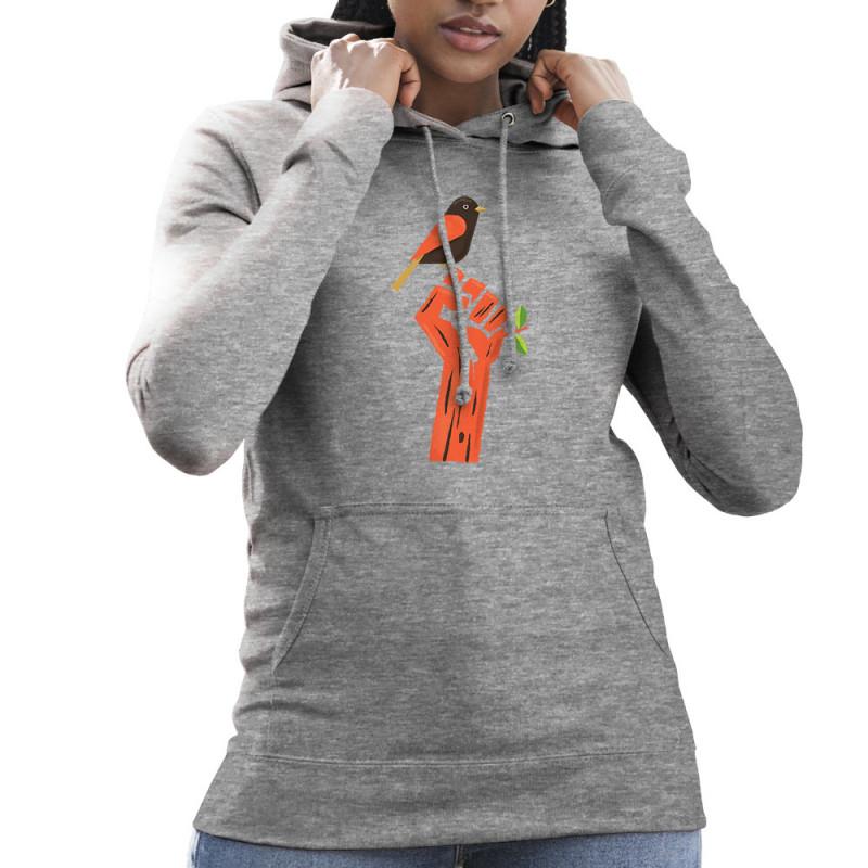 Sweat femme à capuche gris chiné Résiste (Alex Kidd,Ecologie)