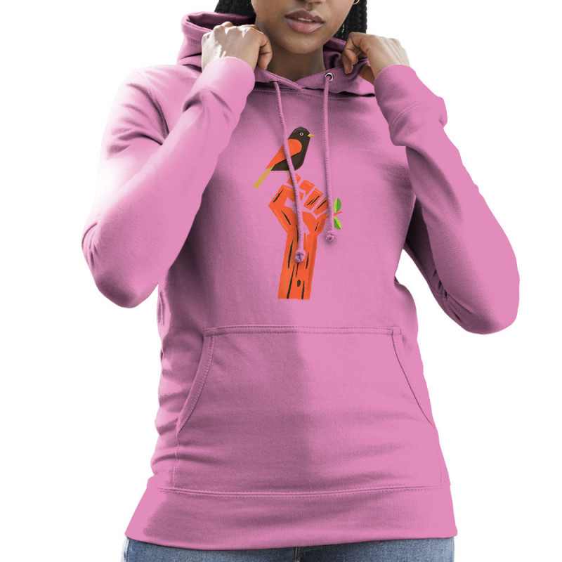 Sweat femme à capuche rose Résiste (Alex Kidd,Ecologie)