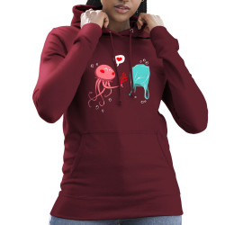 Sweat femme à capuche bordeaux Méduse (Animaux,Ecologie)
