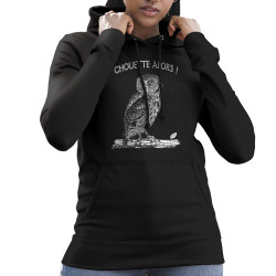 Sweat femme à capuche noir Chouette alors (Gondrax,Les Bébêtes,Animaux)