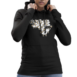Sweat femme à capuche noir Moutons (Gondrax,Humour,Slogans engagés,Animaux)