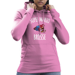 Sweat femme à capuche rose Super Mario brosse (A²,Humour,Jeux Vidéo / Geek)