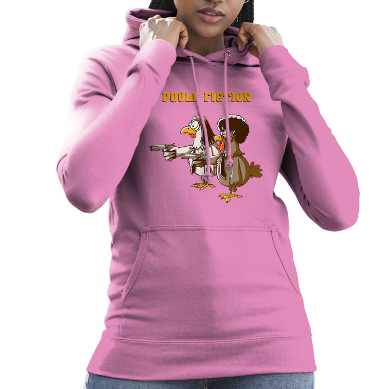 Sweat femme à capuche rose Poule Fiction (Mr Mouton,Animaux,Films/Séries)