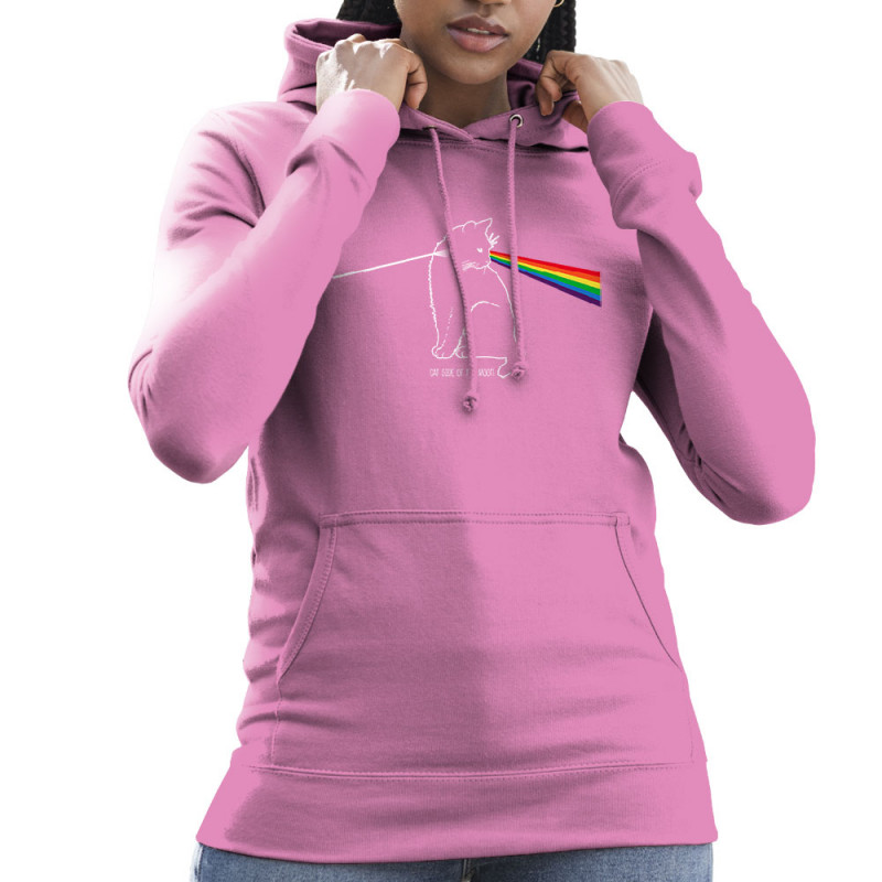 Sweat femme à capuche rose Cat Side of the Moon (Gondrax,Animaux,Humour,Chats)