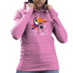 Sweat femme à capuche rose Fini ce toucan (Andy,Animaux,Humour)