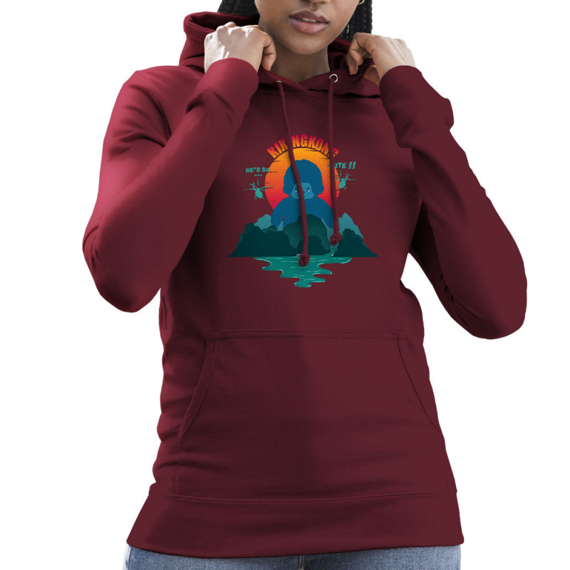 Sweat femme à capuche bordeaux Kiking Kong (Ptit Mytho,Animaux,Films/Séries)