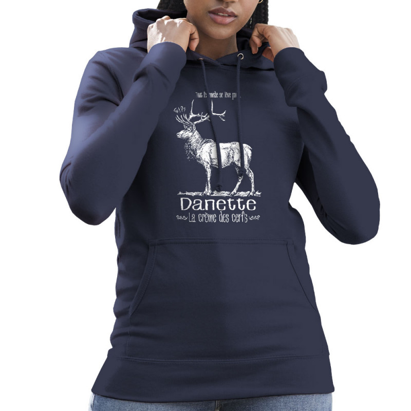 Sweat femme à capuche bleu marine La crème des cerfs (Gondrax,Les Bébêtes,Animaux)
