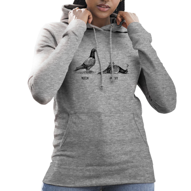 Sweat femme à capuche gris chiné Pigeon Pigeoff (Gondrax,Les Bébêtes,Humour,Animaux)