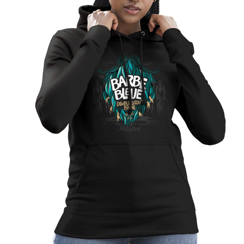 Sweat femme à capuche noir Barbe Bleue (Mélusine,Alcool)