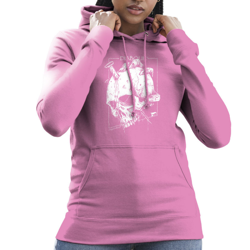 Sweat femme à capuche rose Nailed Skull (Gondrax,Diabolik,Têtes de morts)