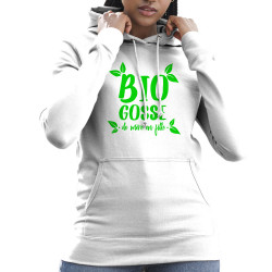 Sweat femme à capuche blanc Bio gosse de mère en fille (Zewa,Humour,Slogans Débiles,Bébés)