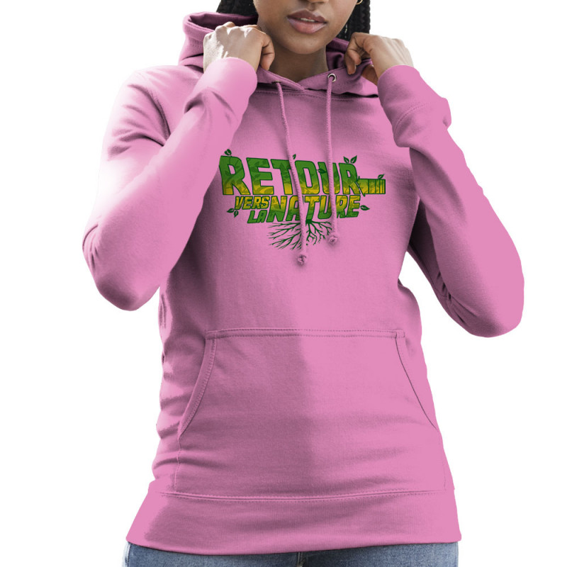 Sweat femme à capuche rose Retour vers la nature (Gondrax,Ecologie,Films/Séries,Détournements)