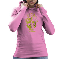 Sweat femme à capuche rose Think green or die (Gondrax,Ecologie,Têtes de morts)