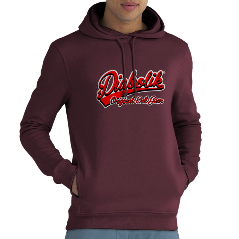 Sweat homme à capuche coton bio bordeaux Diabolik - Baseball (Diabolik)