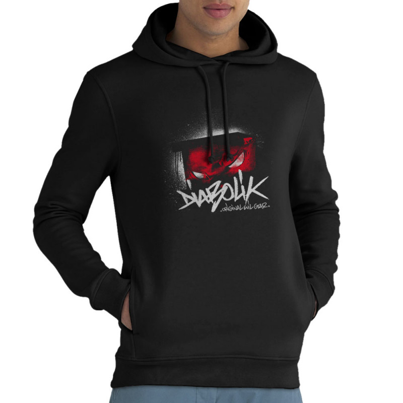 Sweat homme à capuche coton bio noir Diabolik - Spy Eyes (Diabolik)