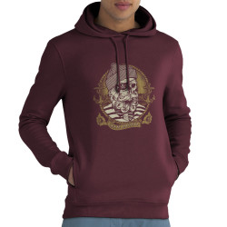 Sweat homme à capuche coton bio bordeaux Santa Muerte - Dead Fisherman (Simon,Santa Muerte,Têtes de morts)