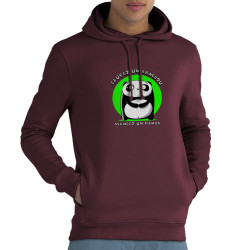 Sweat homme à capuche coton bio bordeaux Sauvez un bambou Mangez un panda (Pandaluna,Animaux,Humour,Manga Kawaï japan)
