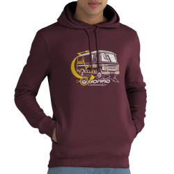 Sweat homme à capuche coton bio bordeaux Nomad (E Cone,teufeur)