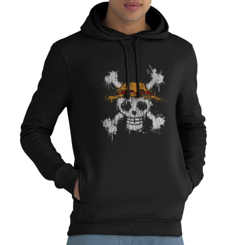 Sweat homme à capuche coton bio noir One Skull (Le Duc,Têtes de morts,Jeux Vidéo / Geek,Manga Kawaï japan,Détournements)