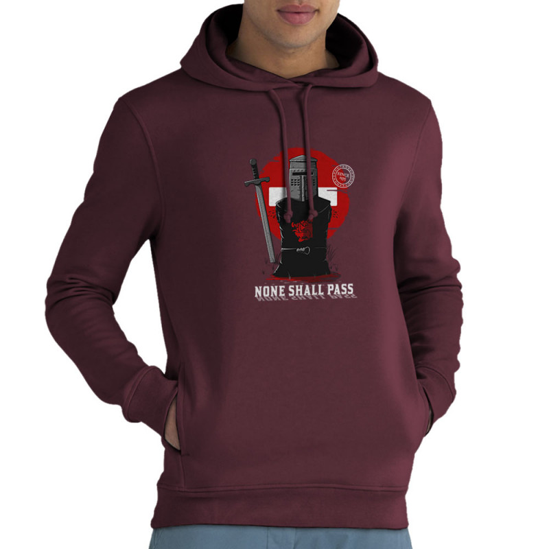 Sweat homme à capuche coton bio bordeaux None Shall Pass (Le Duc,Films/Séries)