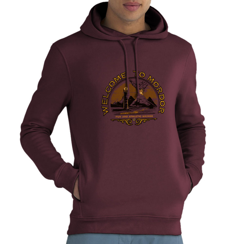 Sweat homme à capuche coton bio bordeaux Welcome to Mordor (Le Duc,Films/Séries)
