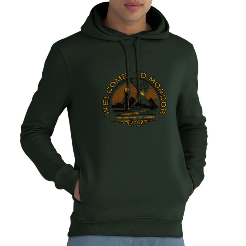 Sweat homme à capuche coton bio vert foncé Welcome to Mordor (Le Duc,Films/Séries)