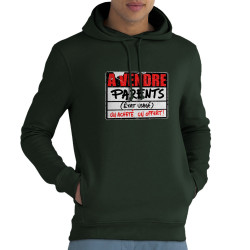 Sweat homme à capuche coton bio vert foncé A vendre parents (Gondrax,Humour)