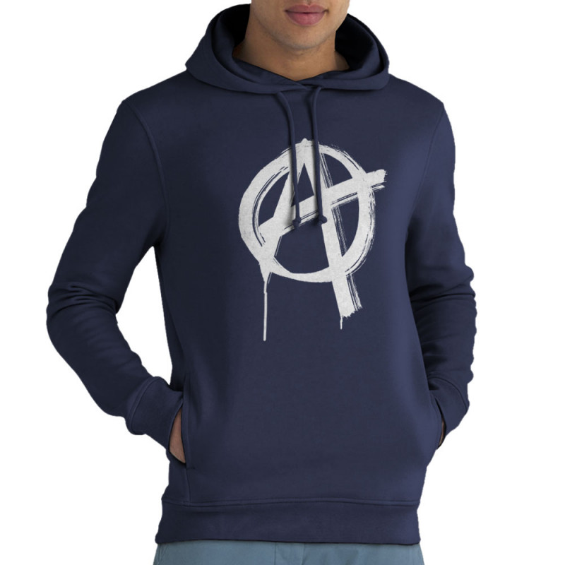 Sweat homme à capuche coton bio bleu marine Anarchy (Gondrax,Slogans engagés,Rock & Punk)