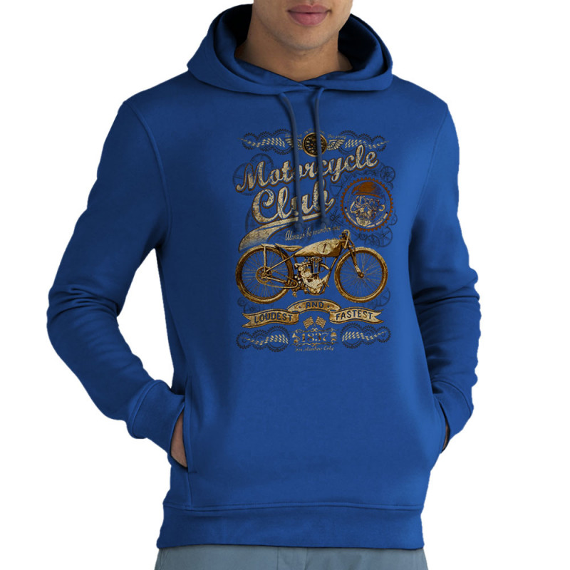 Sweat homme à capuche coton bio bleu royal 1837 - Motorcycle Club (Gondrax,1837,Moto,Steam Punk,Moto)