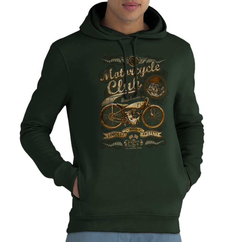 Sweat homme à capuche coton bio vert foncé 1837 - Motorcycle Club (Gondrax,1837,Moto,Steam Punk,Moto)