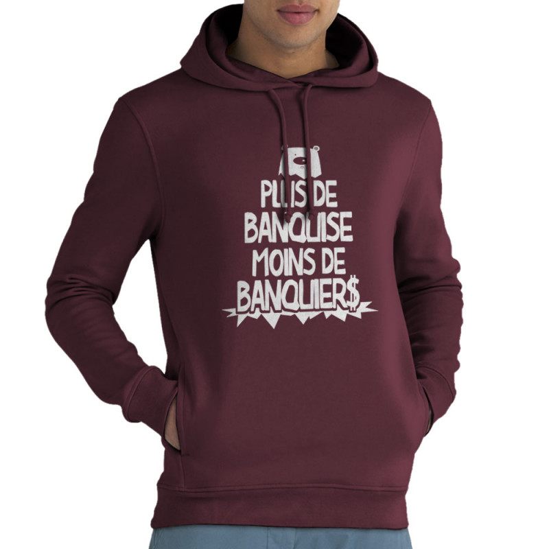 Sweat homme à capuche coton bio bordeaux Plus de banquise (Gondrax,Slogans engagés,Ecologie)