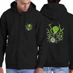 Sweat homme à capuche zippé noir Poulpy Drum (Animaux,Humour,Ted Boundy)
