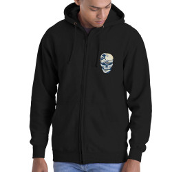 Sweat homme à capuche zippé noir Hokusai Wave Skull (Têtes de morts,Amazon,Hokusaï,Musée)