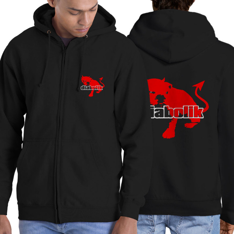 Sweat homme à capuche zippé noir Diabolik - Diabolo Dog (Diabolik,Animaux)